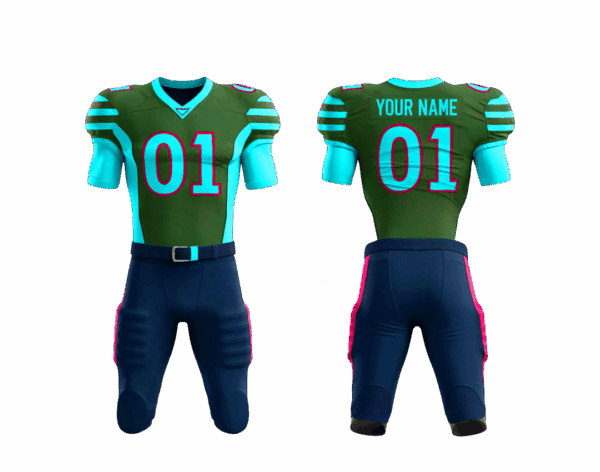 American football uniform and shorts