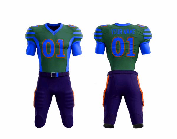 American football uniform and shorts