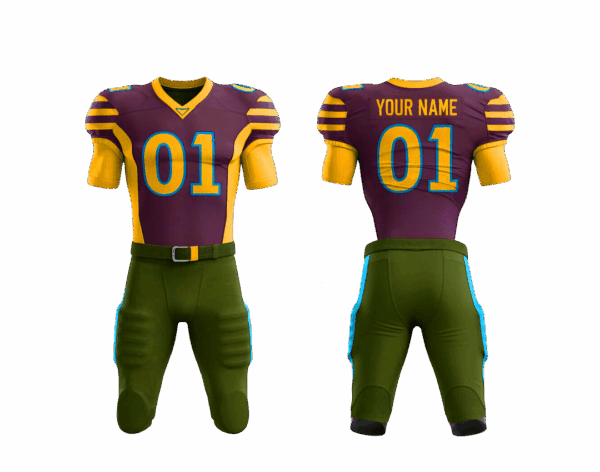 American football uniform and shorts