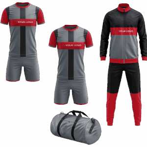 Custom soccer team deal with bag, track suit, and soccer uniforms