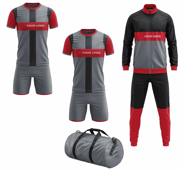 Custom soccer team deal with bag, track suit, and soccer uniforms
