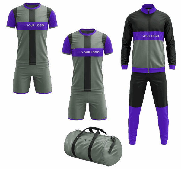 Custom soccer team deal with bag, track suit, and soccer uniforms