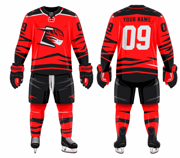 Custom ice hockey team jersey and shorts