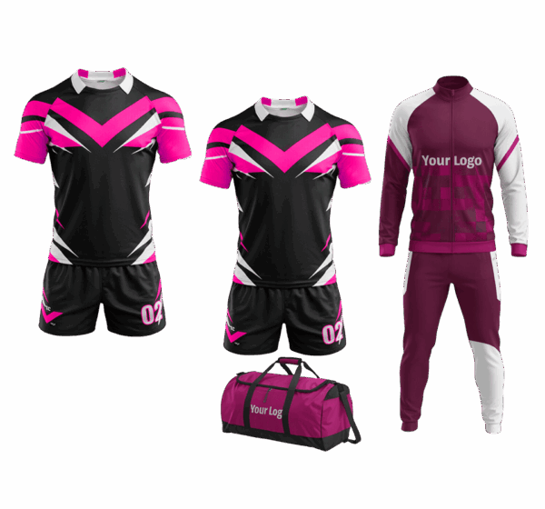 Custom rugby deal with bag, track suit, and rugby uniforms