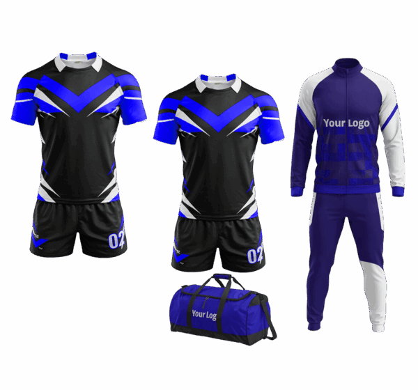 Custom rugby deal with bag, track suit, and rugby uniforms