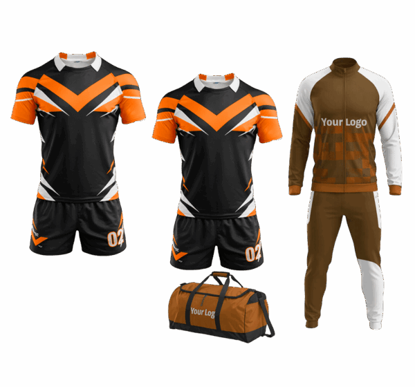 Custom rugby deal with bag, track suit, and rugby uniforms