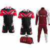 Custom rugby deal with bag, track suit, and rugby uniforms