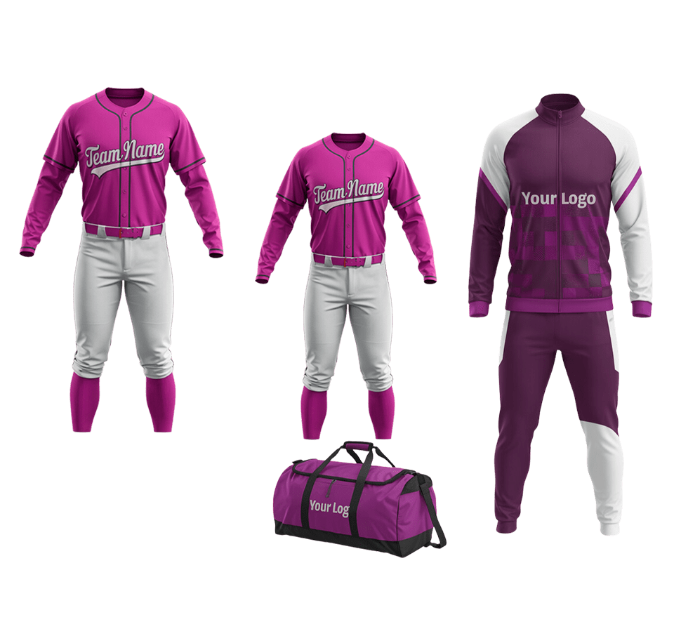 Baseball team deal with custom bag, track suit, and uniforms