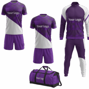Soccer deal with 2 custom uniforms, track suit, and bag