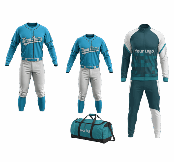 Baseball team deal with custom bag, track suit, and uniforms