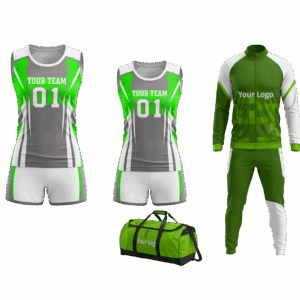 Custom volleyball team package with bag, track suit, and uniforms