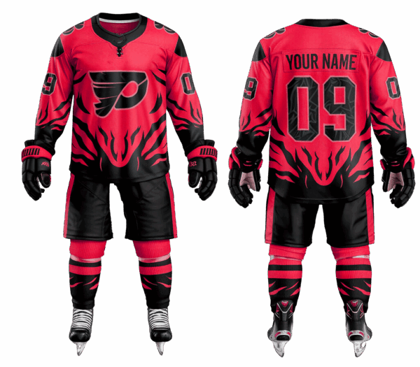 Custom sublimated hockey jersey and shorts